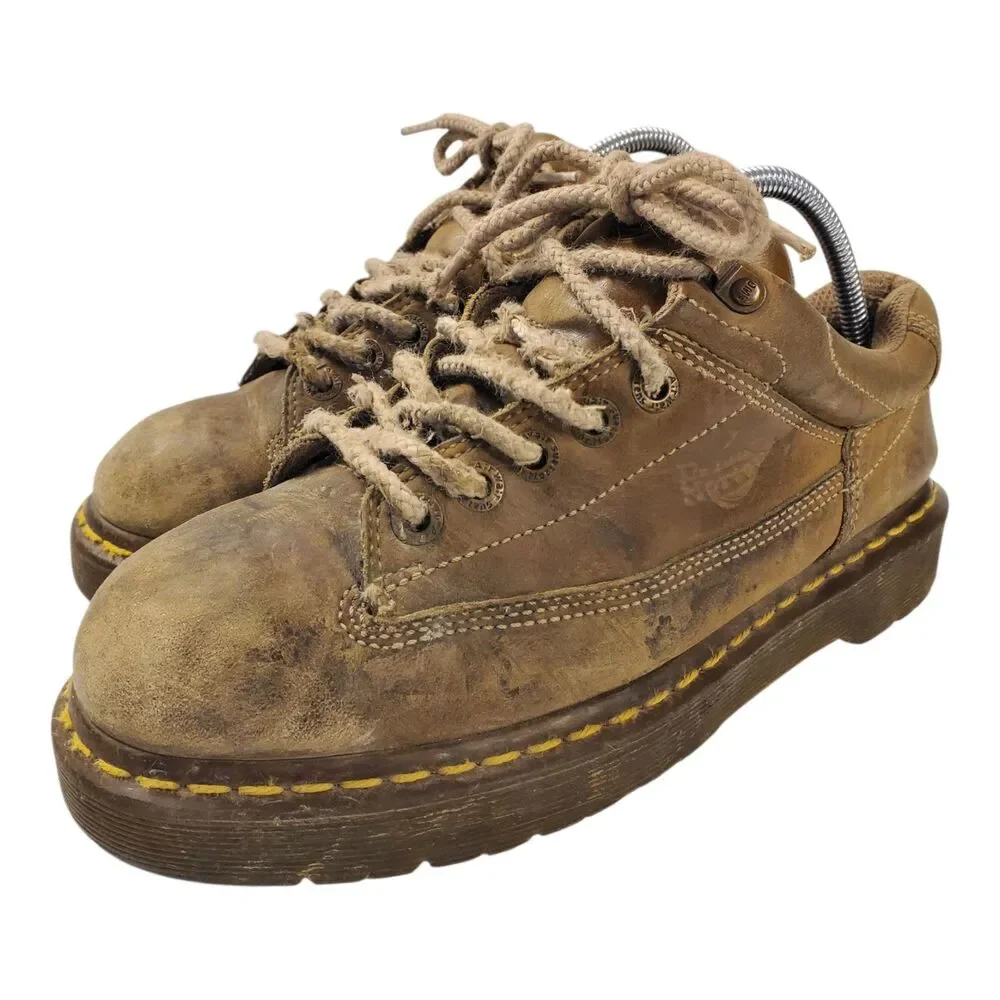 DR. MARTENS Shoes 9A53 Mens Size 9 Beige Leather Oxford Chukka Distressed Preppy